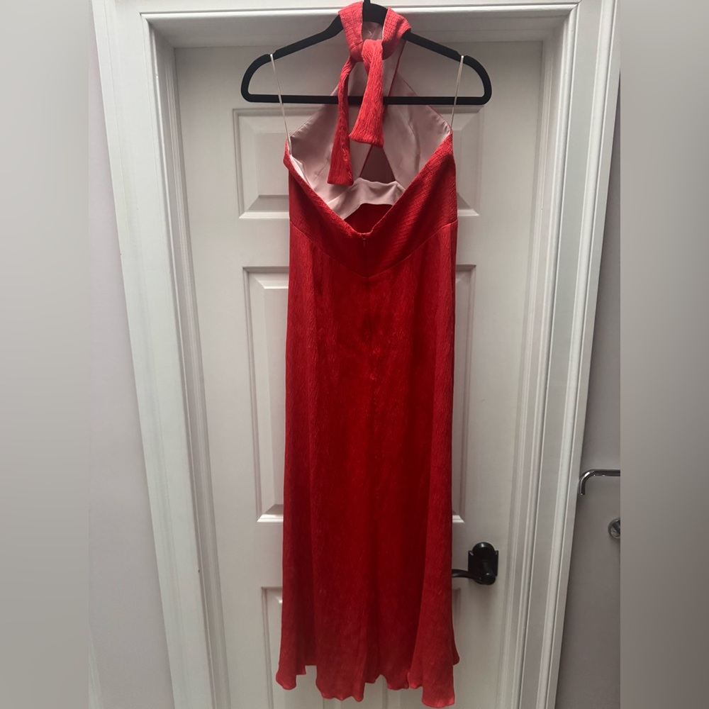 $1250 NWT Johanna Ortiz Runway 100% Silk Red Heart Cutout Halter Maxi Dress - Picture 9 of 16